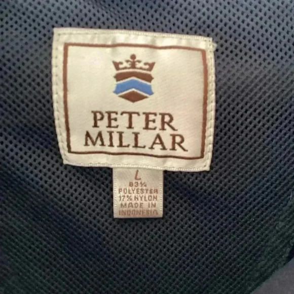 Peter Millar Golf Rain Pullover Chest Logo 1/4 Zip Large Blue MSRP $110 - Picture 3 of 6